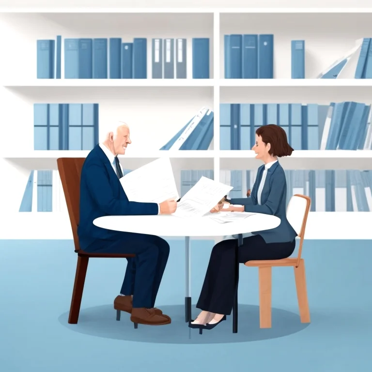 Legal advisor reviewing papers